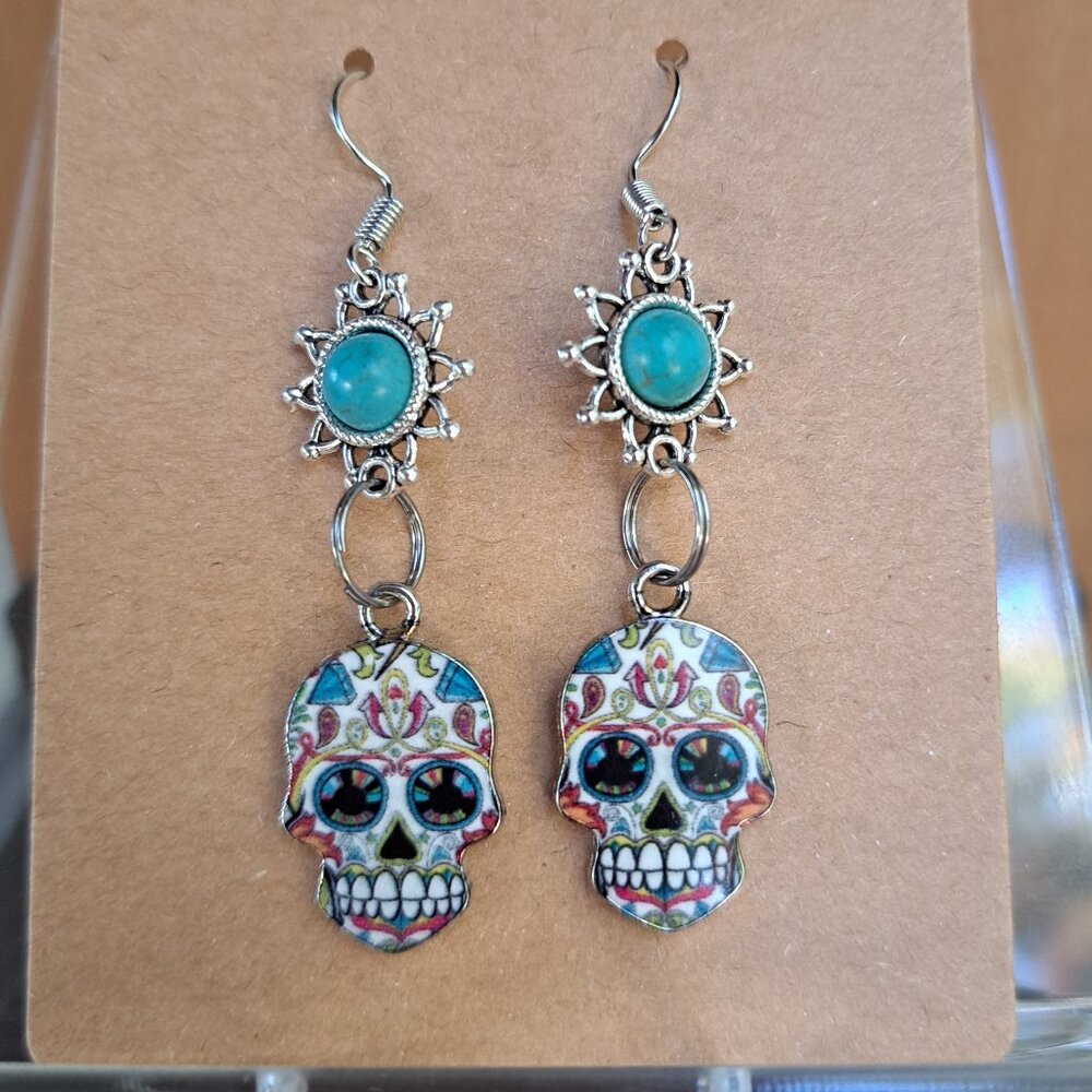 Sugar Skull Day of the Dead Earrings Brand New